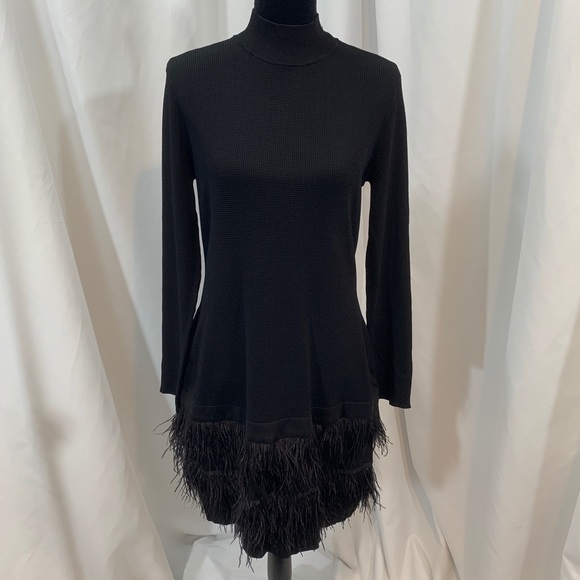 Michael Kors Feather Trim Sweater Dress 